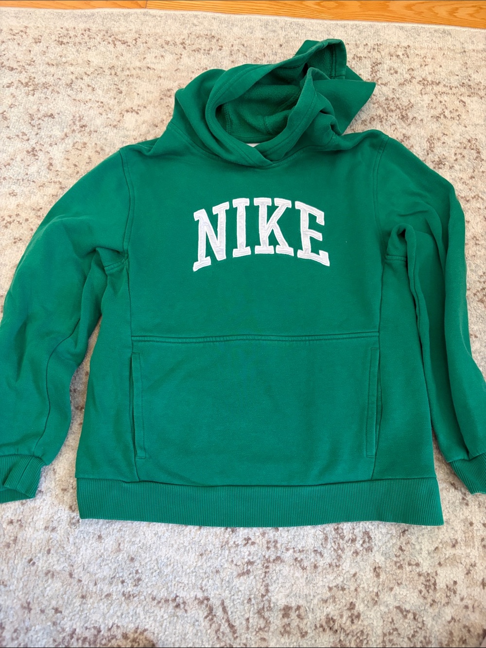Nike Green Crewneck Hoodie with White Arch Logo-kids size large